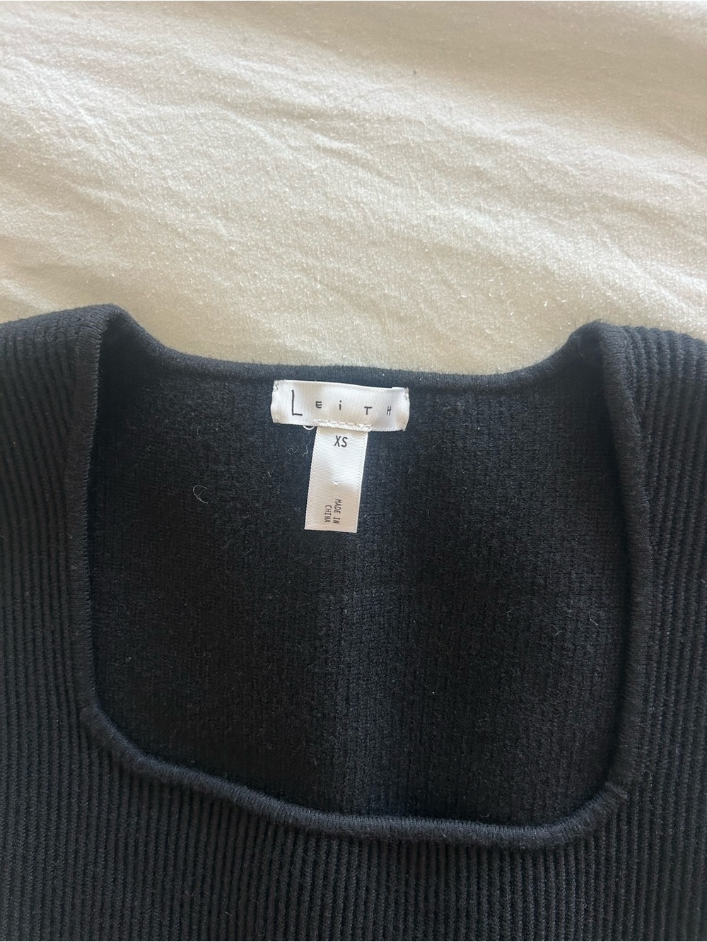 Leith Black Ribbed Square-Neck Tank Top - Picture 2 of 2